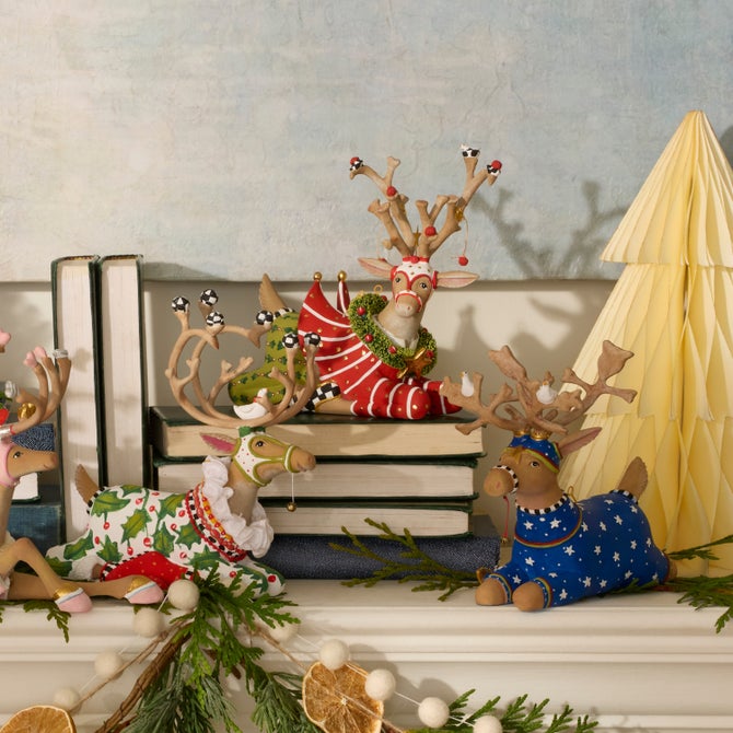 Patience Brewster Dash Away Sitting Prancer Reindeer Figure image number 1