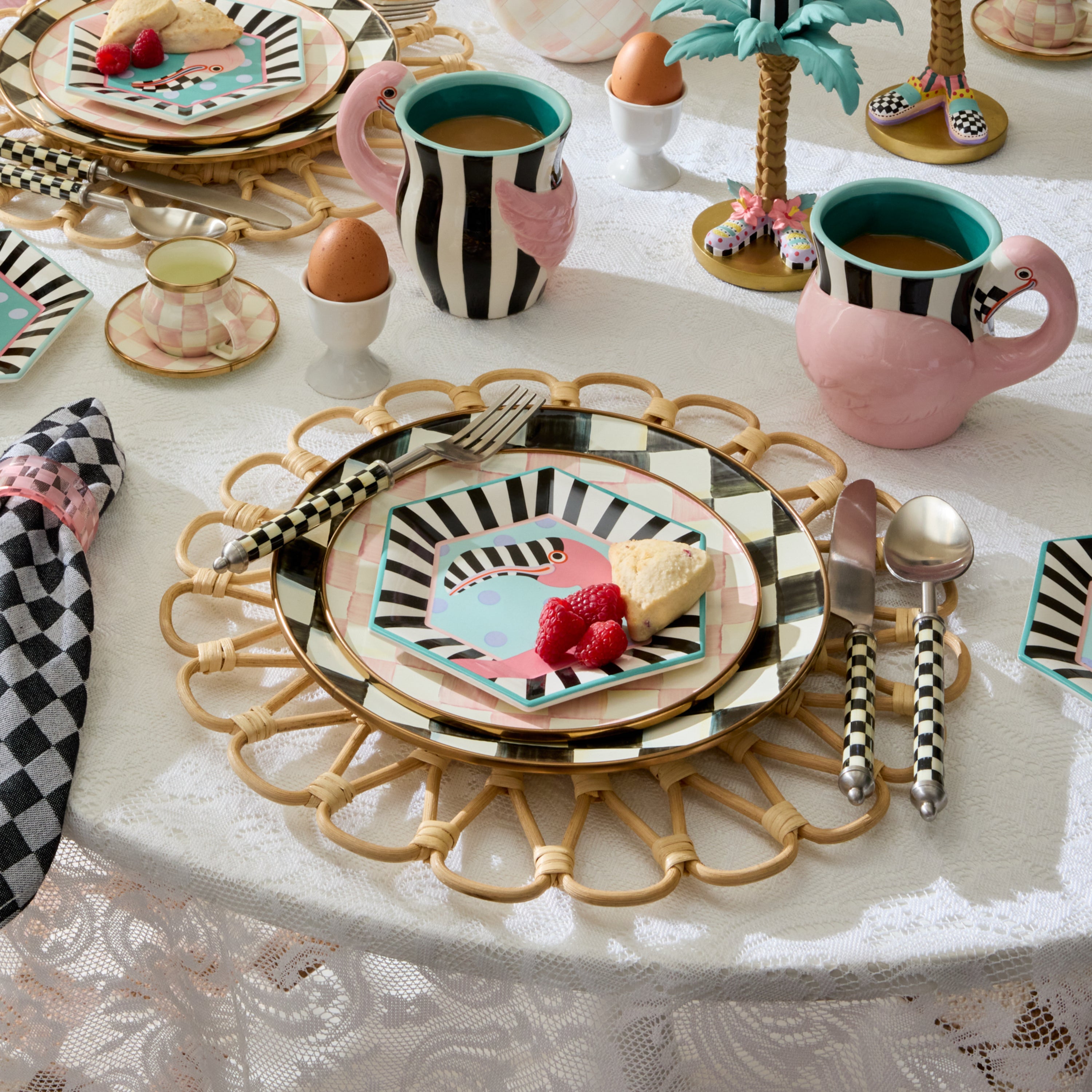 MacKenzie-Childs | Patience Brewster Flamingo Dessert Plates, Set of 4