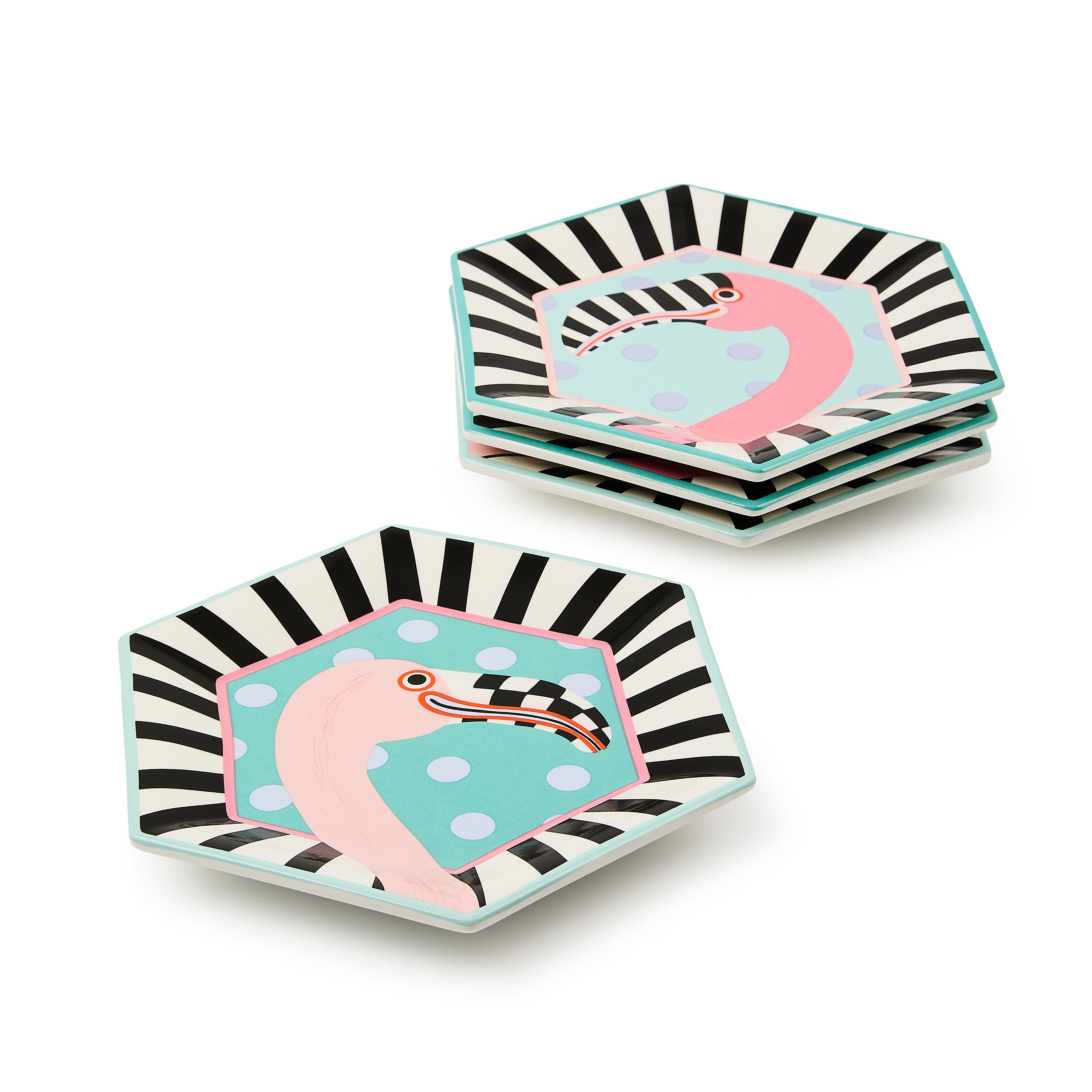 MacKenzie-Childs | Patience Brewster Flamingo Dessert Plates, Set of 4