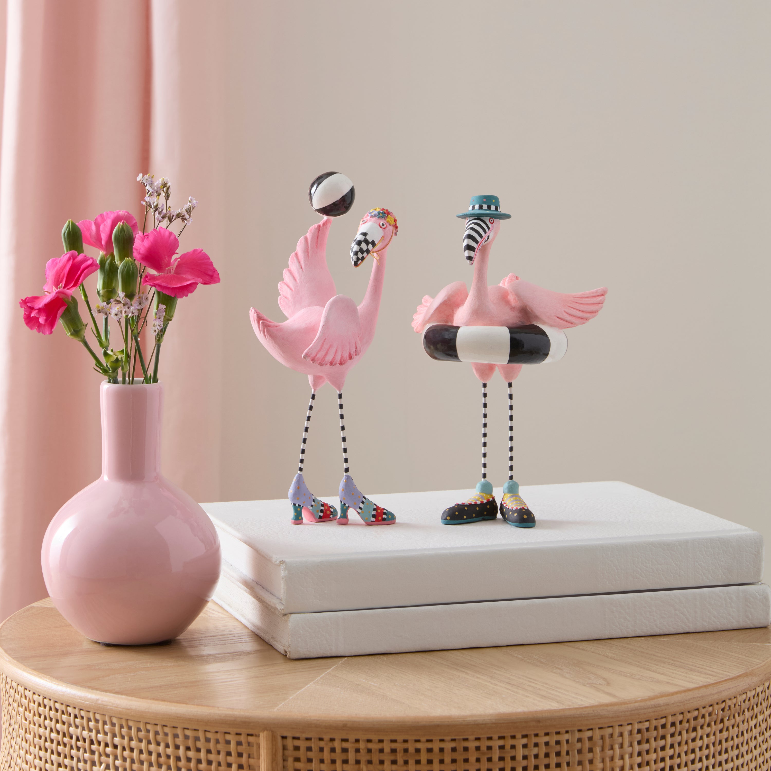 MacKenzie-Childs | Sheila and Sheldon Flamingo Figurines, Set of 2
