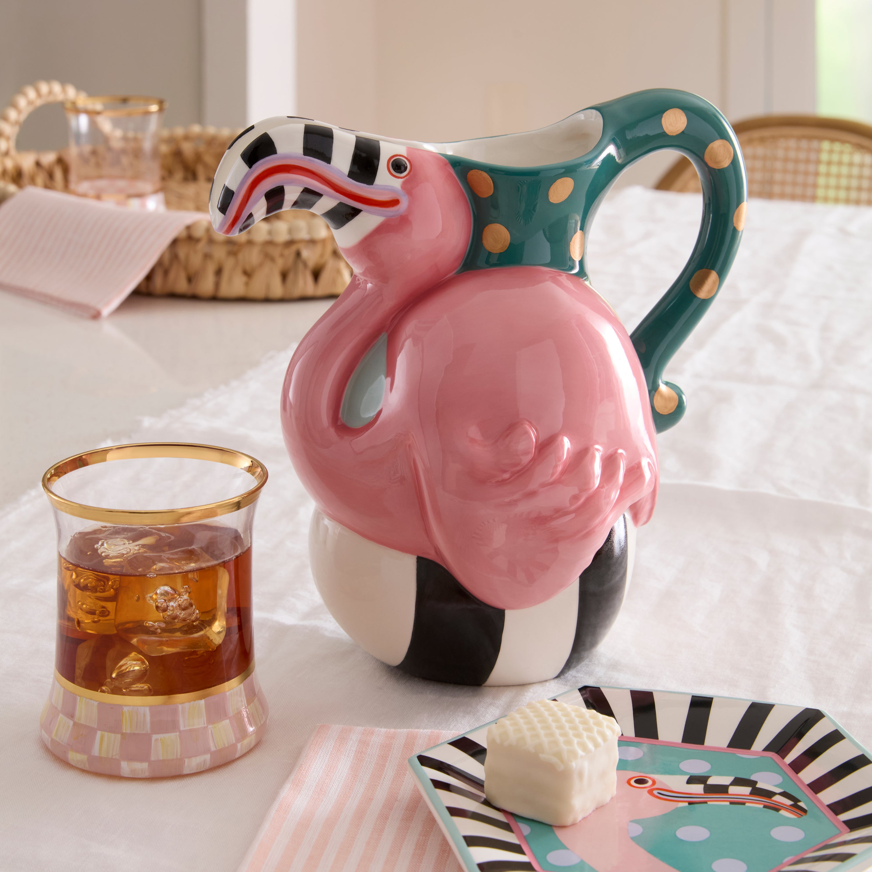 MacKenzie-Childs | Patience Brewster Flamingo Ceramic Pitcher