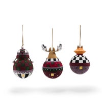 Patience Brewster Mooseltoe Ball Ornaments, Set of 3