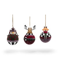 Patience Brewster Mooseltoe Ball Ornaments, Set of 3
