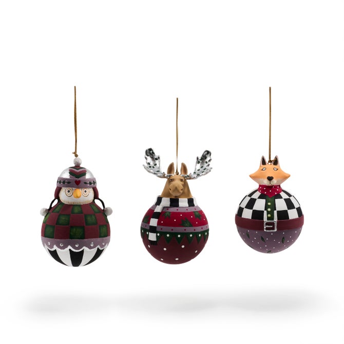 Patience Brewster Mooseltoe Ball Ornaments, Set of 3 image number 0