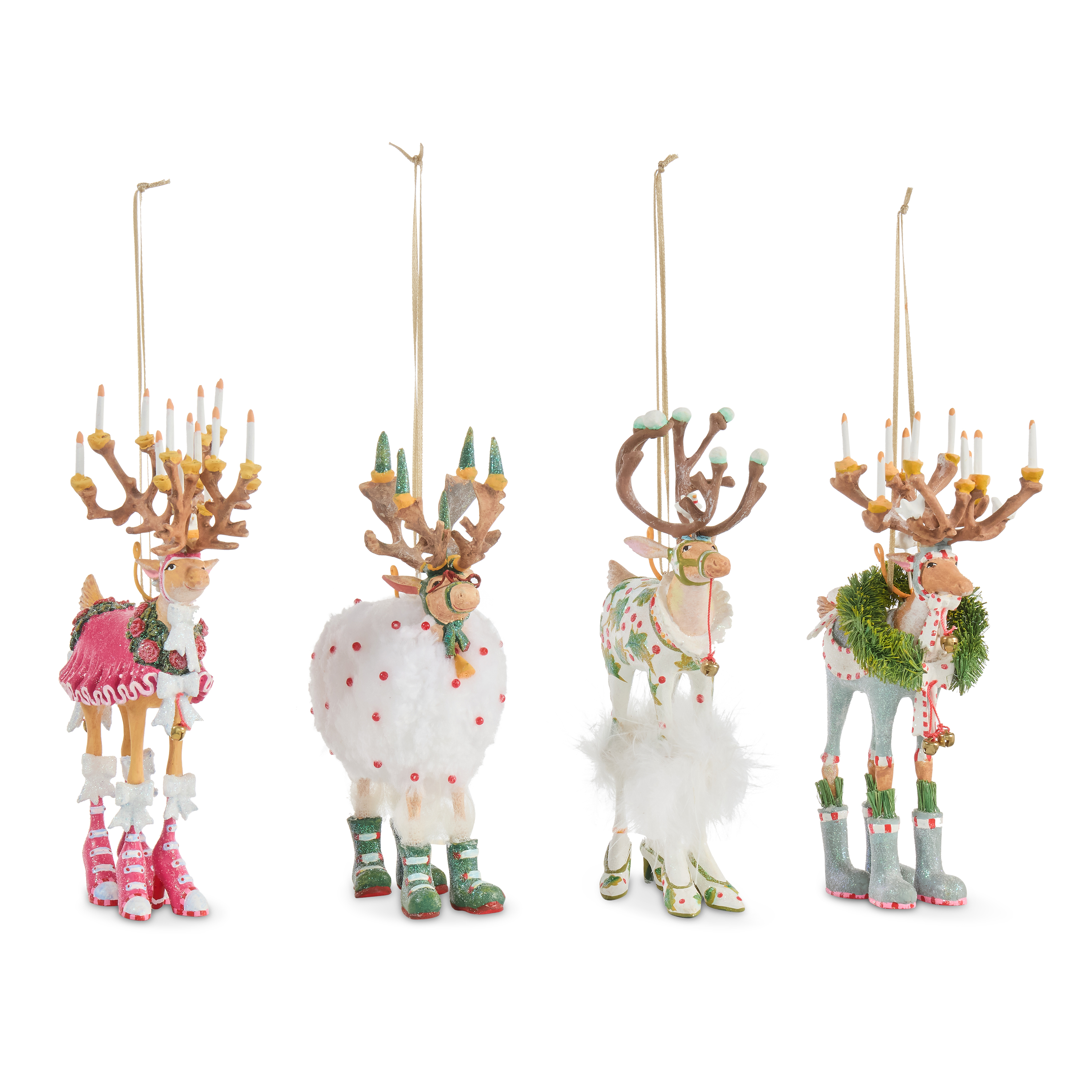 MacKenzie-Childs | Patience Brewster Dash Away Reindeer Ornament Set