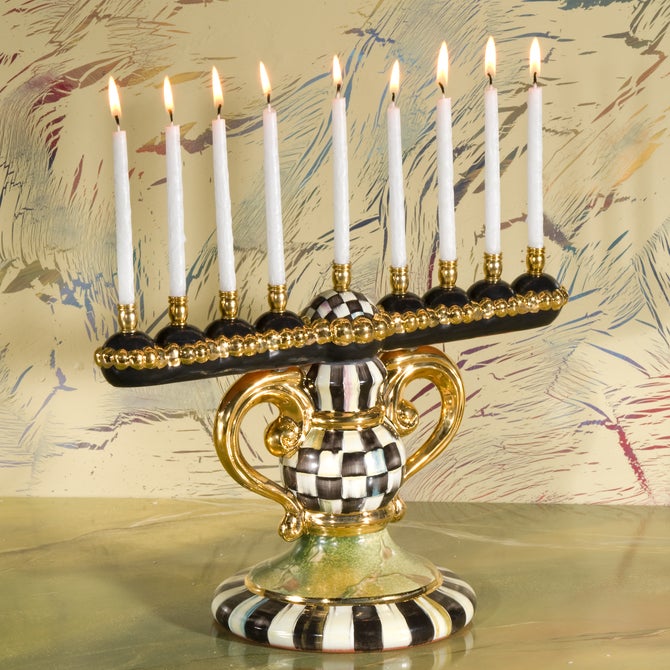 Courtly Check Ceramic Menorah image number 1