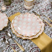Rosy Check Ceramic Fluted Dinner Plate