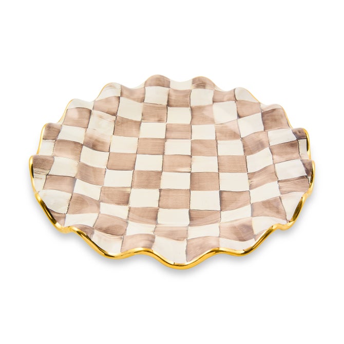 Mocha Check Ceramic Fluted Dinner Plate image number 0
