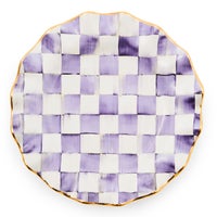 Violet Check Ceramic Fluted Dinner Plate