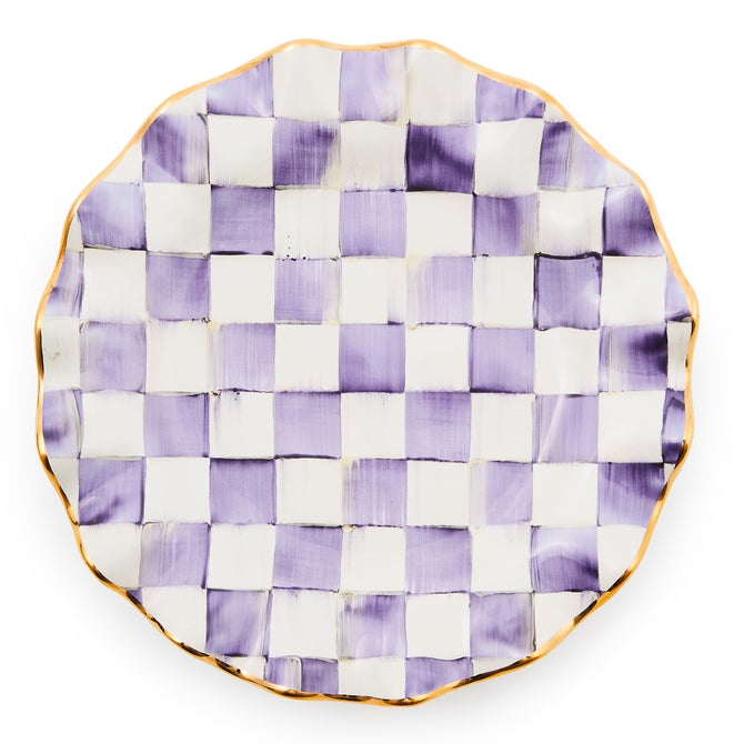 Violet Check Ceramic Fluted Dinner Plate image number 0