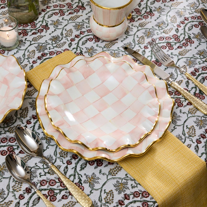 Rosy Check Ceramic Fluted Dessert Plate image number 1