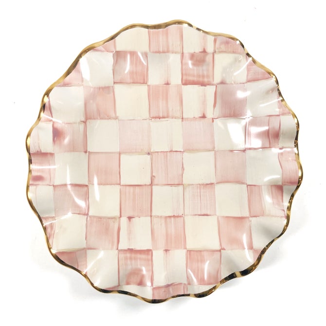 Rosy Check Ceramic Fluted Dessert Plate image number 0
