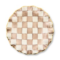 Mocha Check Ceramic Fluted Dessert Plate