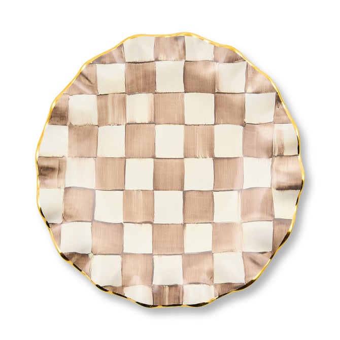 Mocha Check Ceramic Fluted Dessert Plate image number 2