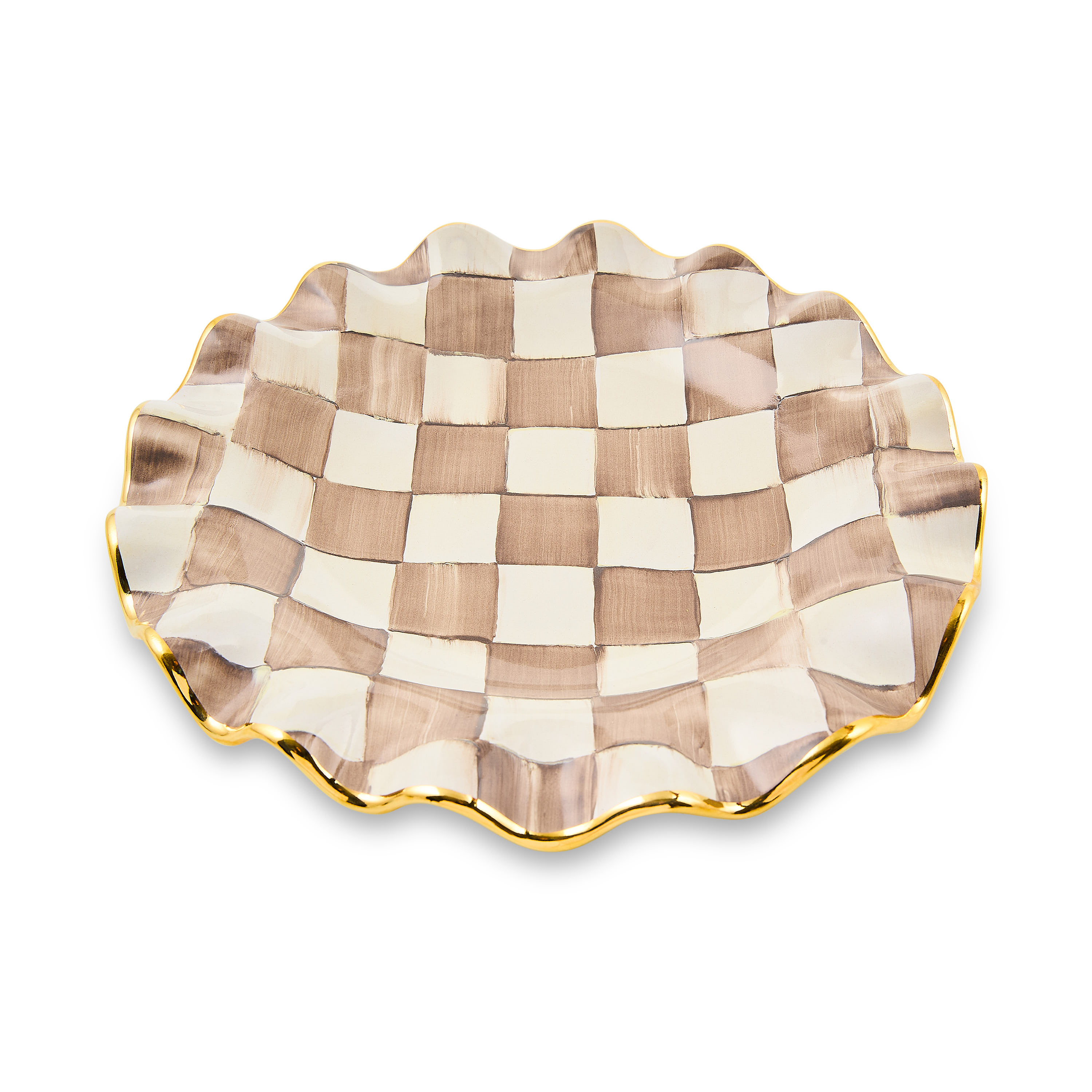 MacKenzie-Childs | Mocha Check Ceramic Fluted Dessert Plate
