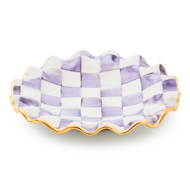 Violet Check Ceramic Fluted Dessert Plate image number 1