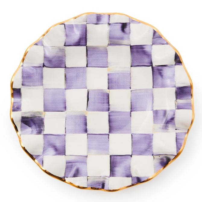 Violet Check Ceramic Fluted Dessert Plate image number 0