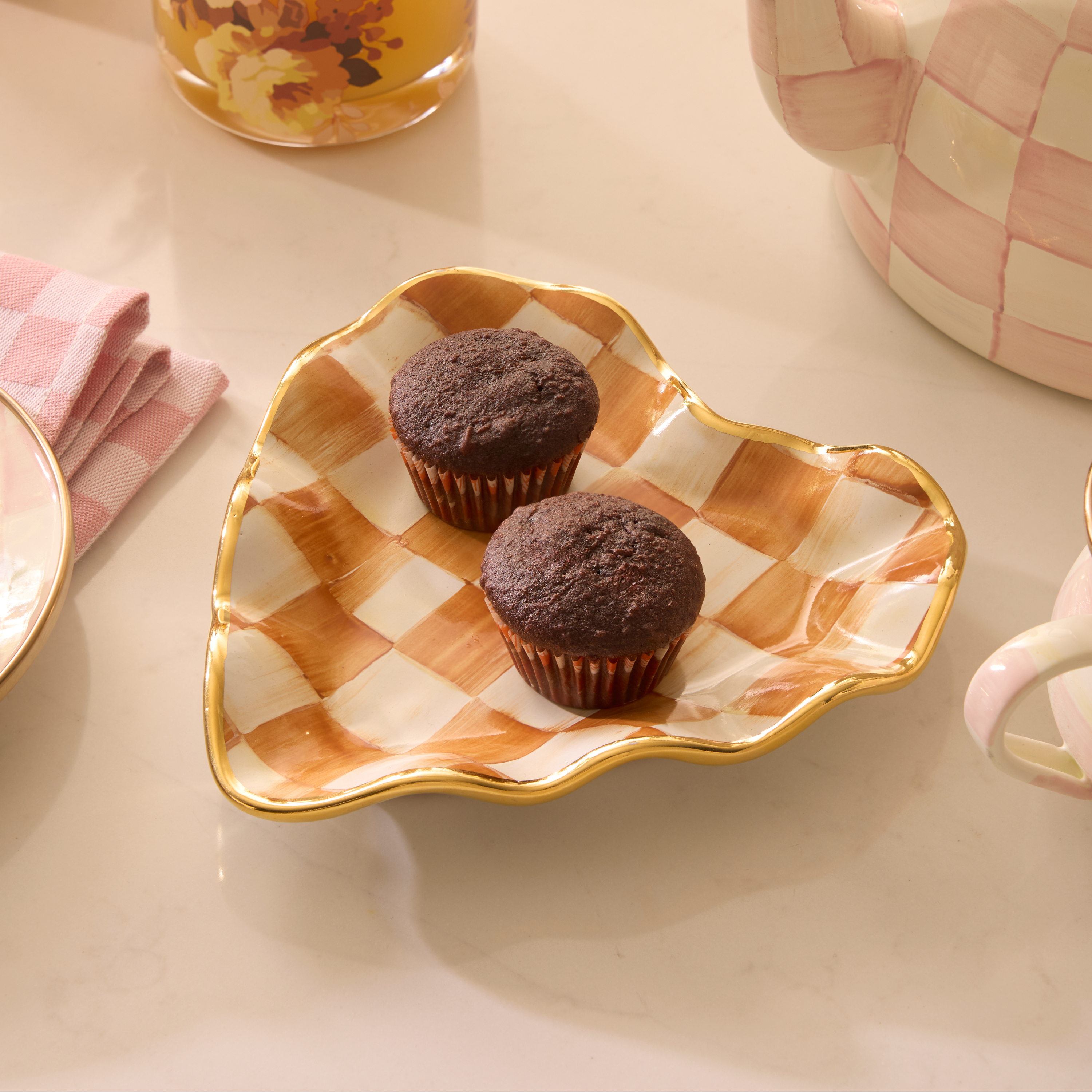 MacKenzie-Childs | Ginger Check Ceramic Three Tier Sweet Stand