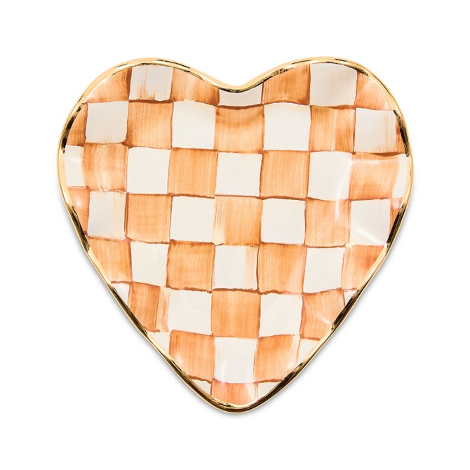 Ginger Check Fluted Heart Plate image number 0