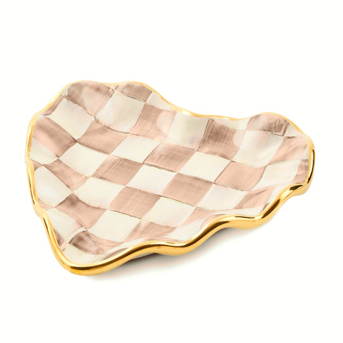 Mocha Check Ceramic Heart Plate image number 2