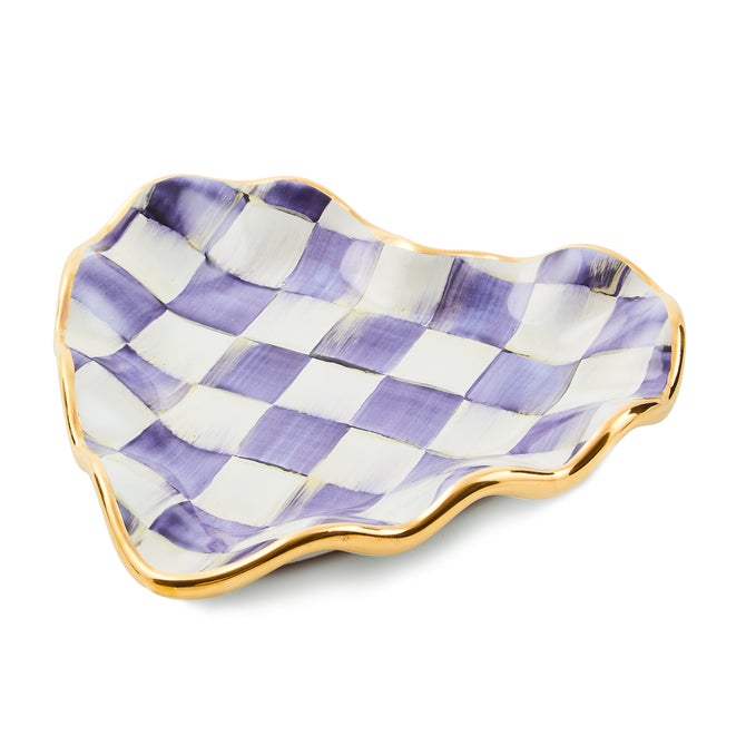 Violet Check Fluted Ceramic Heart Plate image number 2