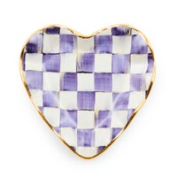 Violet Check Fluted Ceramic Heart Plate