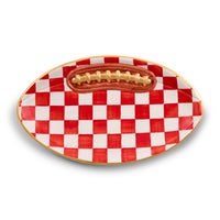 Red Check Ceramic Football Platter