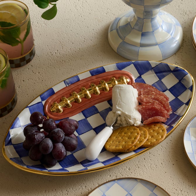 Royal Check Ceramic Football Platter image number 4