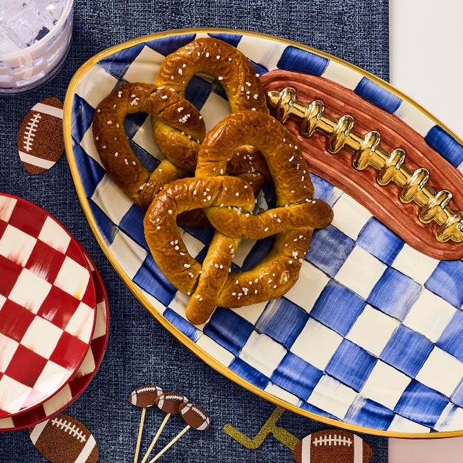 Royal Check Ceramic Football Platter image number 5