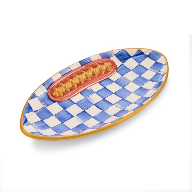 Royal Check Ceramic Football Platter image number 2