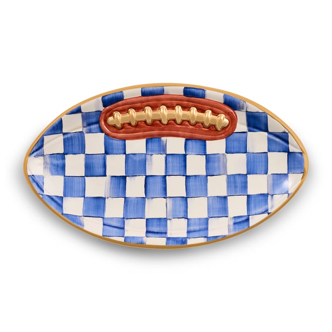 Royal Check Ceramic Football Platter image number 0