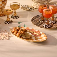 Ginger Check Ceramic Football Platter
