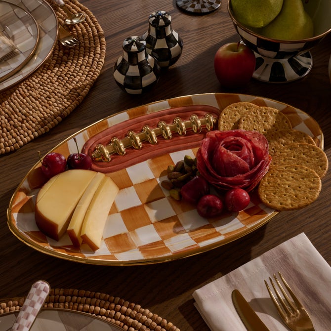 Ginger Check Ceramic Football Platter image number 8