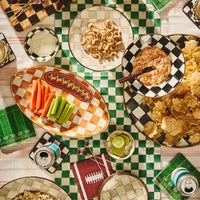 Ginger Check Ceramic Football Platter