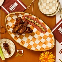 Ginger Check Ceramic Football Platter
