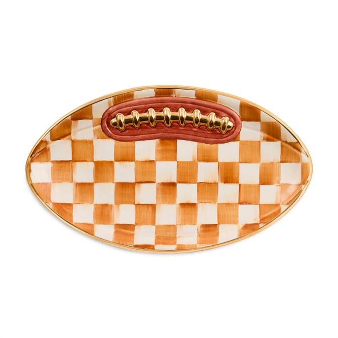 Ginger Check Ceramic Football Platter image number 0