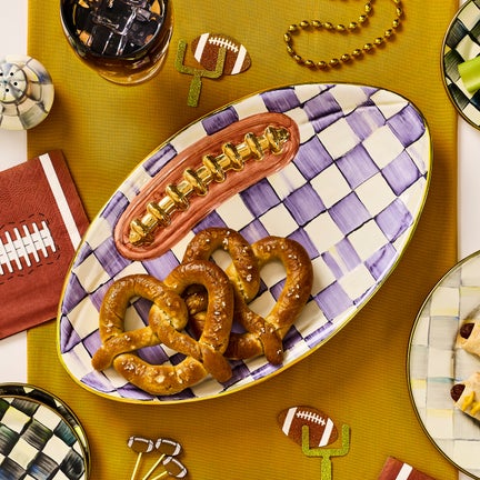 Violet Check Football Platter