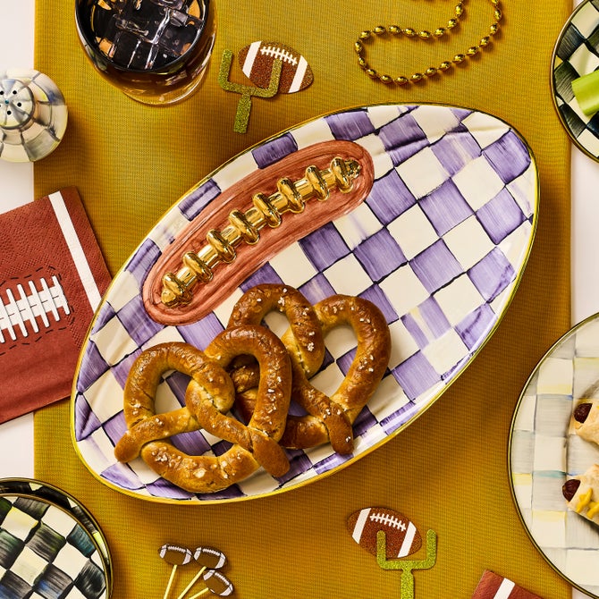 Violet Check Football Platter image number 1