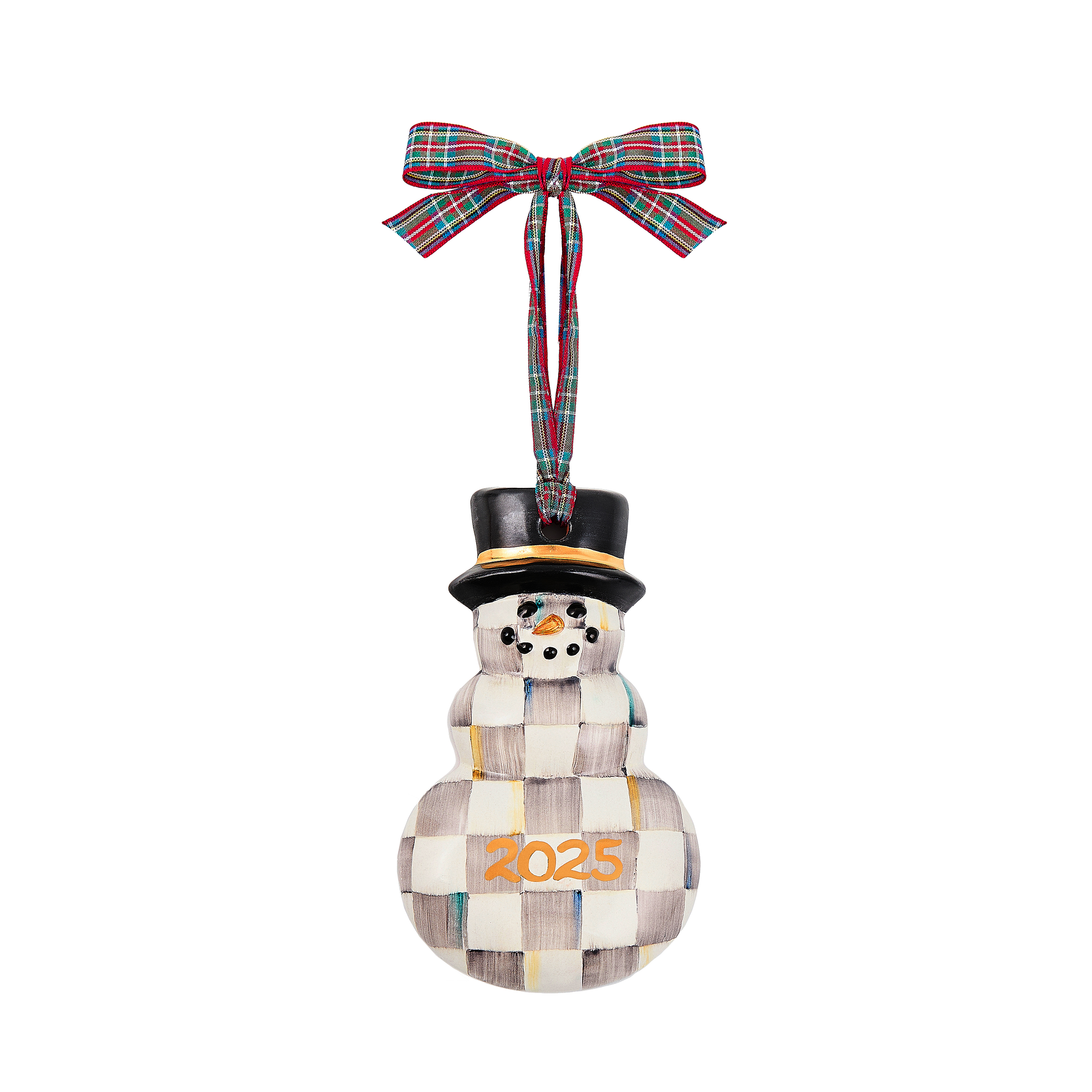 MacKenzie-Childs | Sterling Check 2025 Snowman Ornament