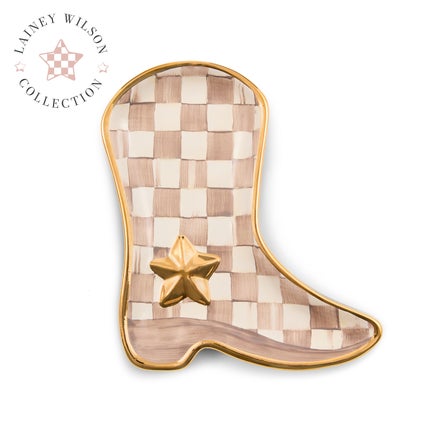 Lainey Wilson Mocha Check Cowgirl Boot Dish