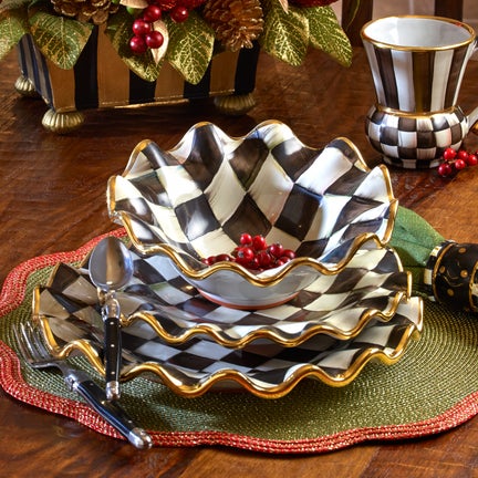 Courtly Check Ceramic Fluted Breakfast Bowl