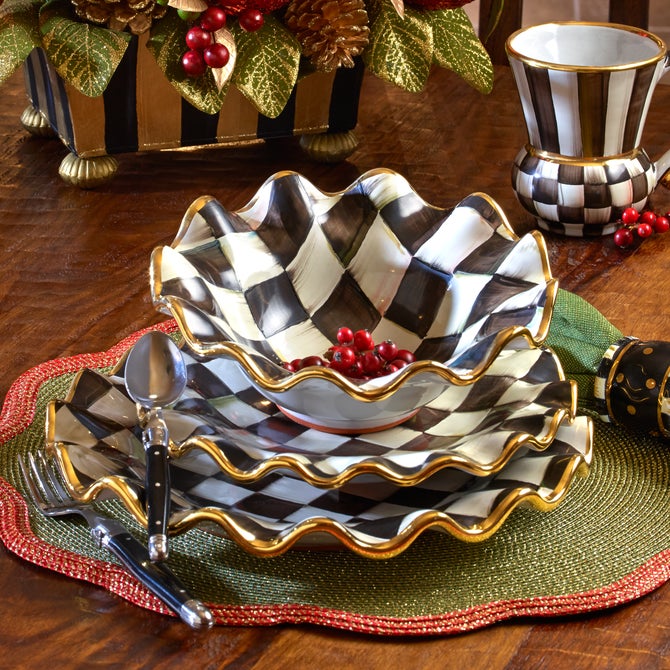 Courtly Check Ceramic Fluted Breakfast Bowl image number 1