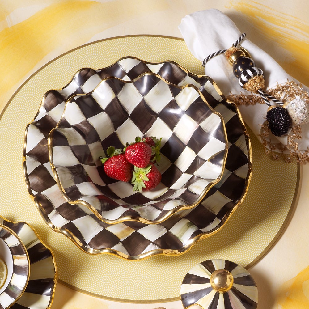 MacKenzie-Childs | Courtly Check Ceramic Fluted Breakfast Bowl