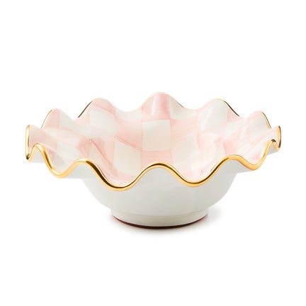 Rosy Check Ceramic Fluted Breakfast Bowl