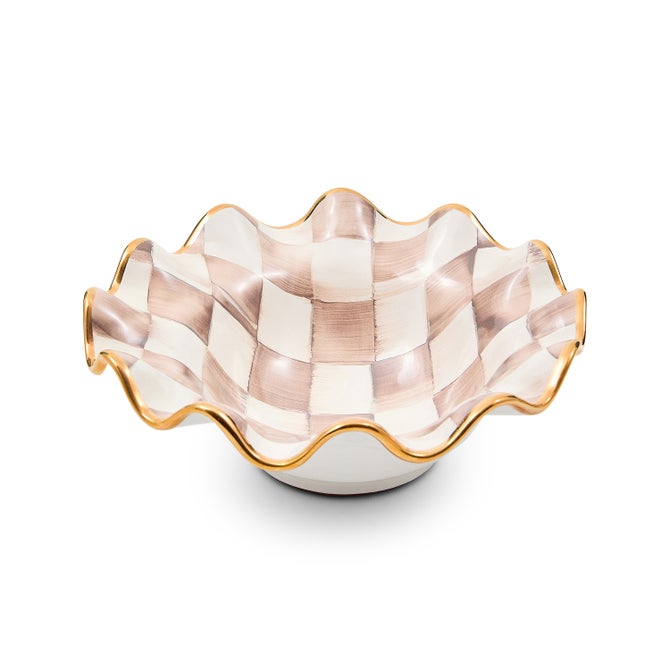 Mocha Check Ceramic Fluted Breakfast Bowl image number 2