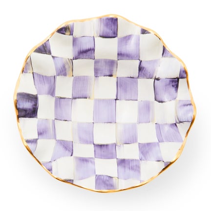Violet Check Ceramic Fluted Breakfast Bowl
