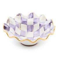 Violet Check Ceramic Fluted Breakfast Bowl