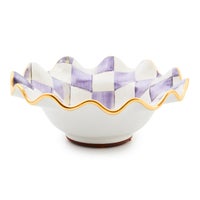 Violet Check Ceramic Fluted Breakfast Bowl