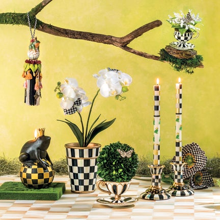 Courtly Check Large Ceramic Candlestick