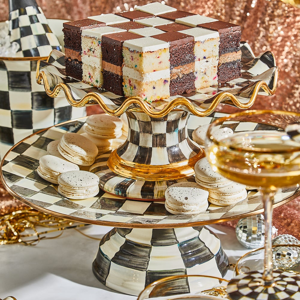 MacKenzie-Childs | Courtly Check Ceramic Fluted Cake Stand